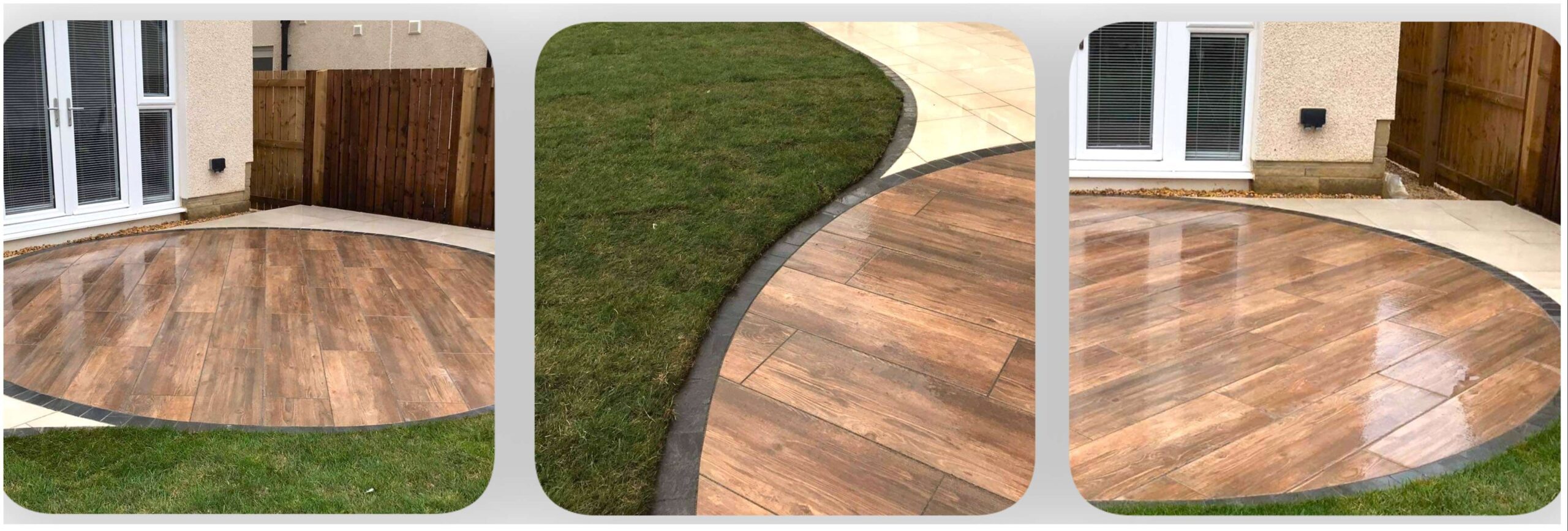 Porcelain Patio Barley with Charcoal Porcelain Edging Collage Porcelain Patio Barley with Charcoal Porcelain Edging Collage